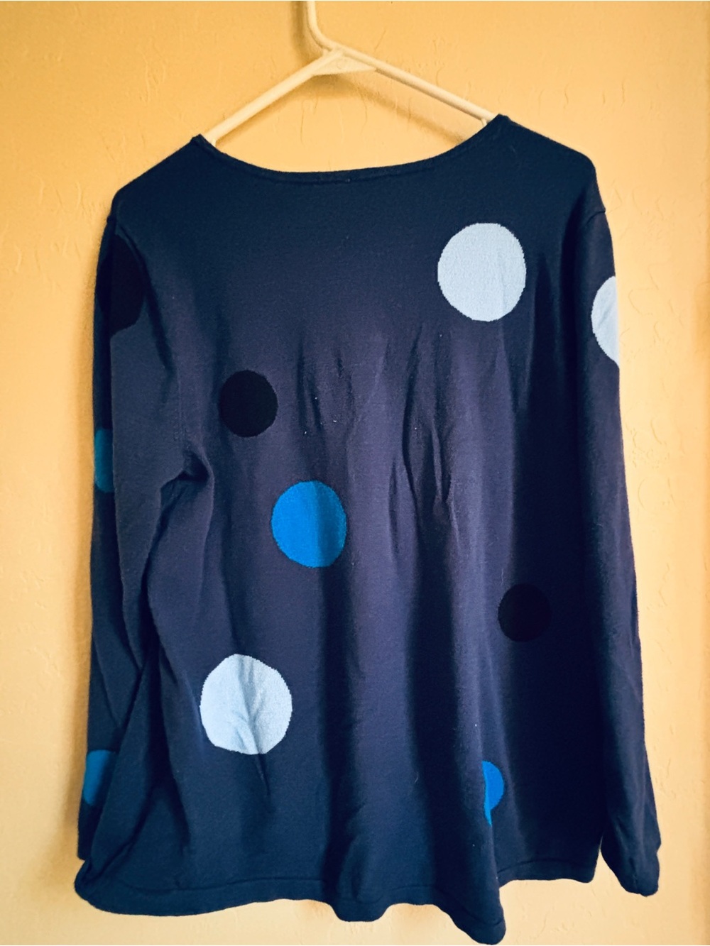 Chico’s Navy Polka Dot Long-Sleeve Top - Blue and Light Blue Chico Size 2